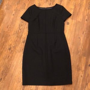 Talbots Navy Dotted Sheath Dress, tailored, Size 10 short sleeve